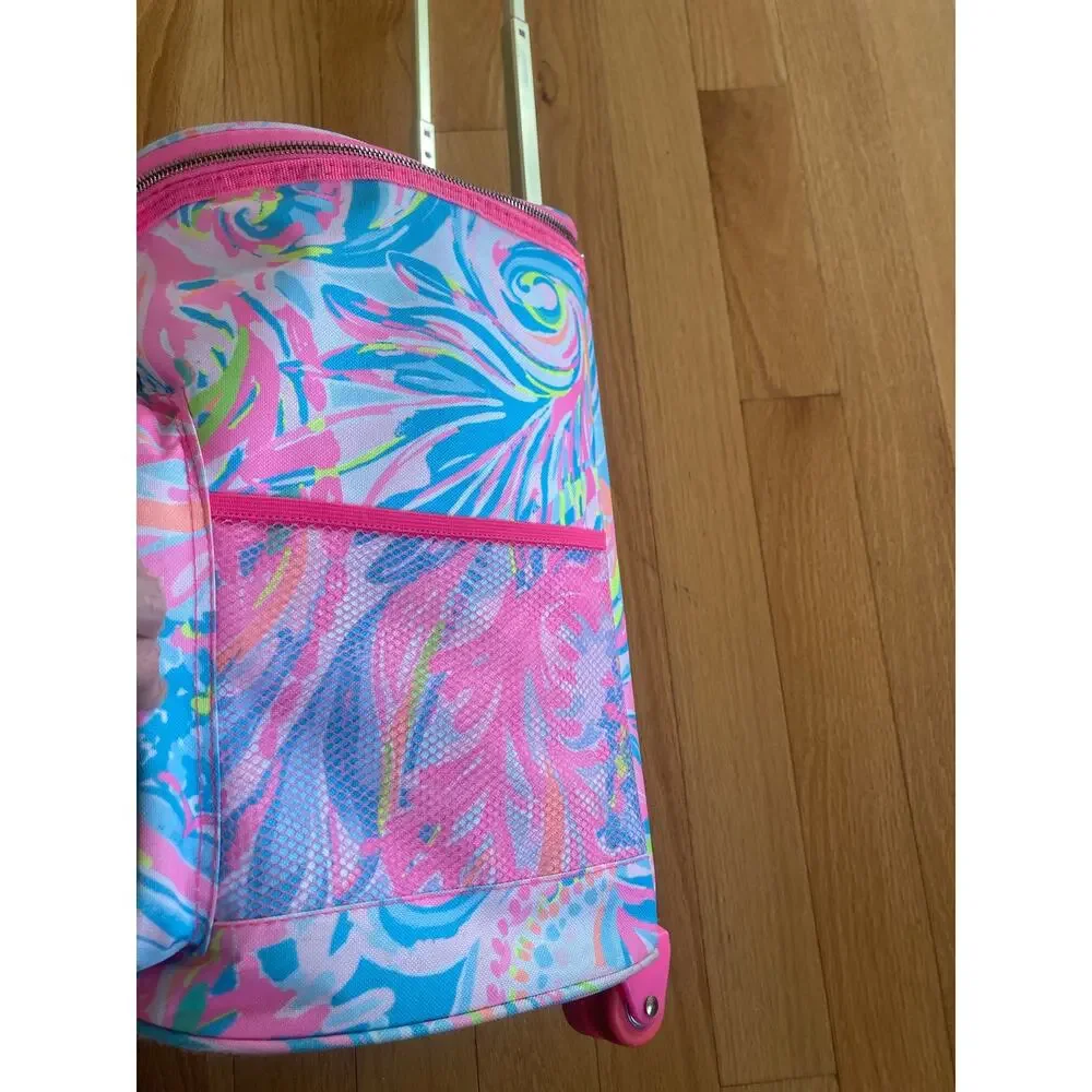 Lilly Pulitzer Suitcase Insulated Rolling Cooler Bag Pink Carnivale Coral Rare